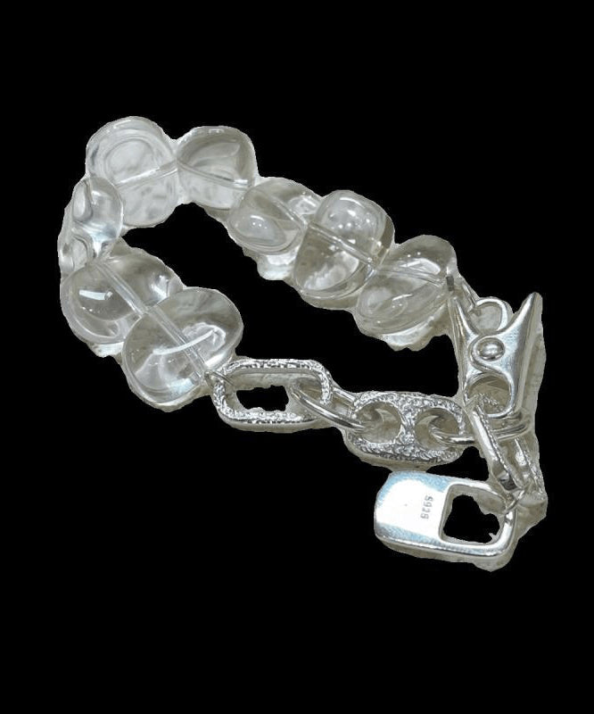 Brief Nude Sterling Silver Crystal Chain Bracelet