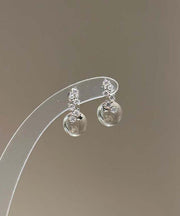 Brief Nude Sterling Silver Zircon Coloured Glaze Stud Earrings