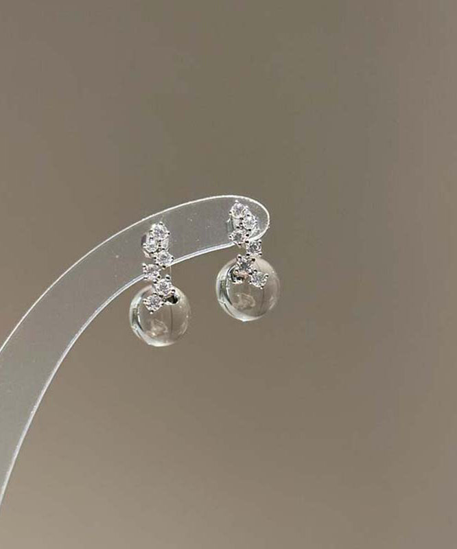 Brief Nude Sterling Silver Zircon Coloured Glaze Stud Earrings