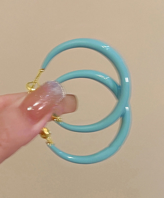 Brief Pink Alloy Drip Glaze Hoop Earrings
