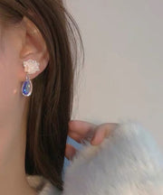Brief Resin Camellia Flower Water Drop Drop Earrings