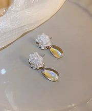 Brief Resin Camellia Flower Water Drop Drop Earrings