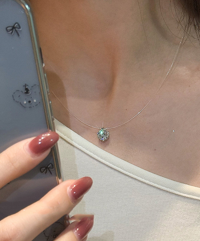 Brief Silk Alloy Zircon Fishing Line Pendant Necklace