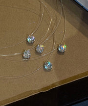 Brief Silk Alloy Zircon Fishing Line Pendant Necklace
