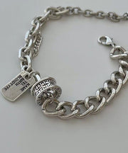 Brief Silk Stainless Steel Chain Graphic Charm Bracelet