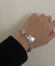 Brief Silk Stainless Steel Chain Graphic Charm Bracelet