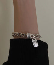 Brief Silk Stainless Steel Chain Graphic Charm Bracelet