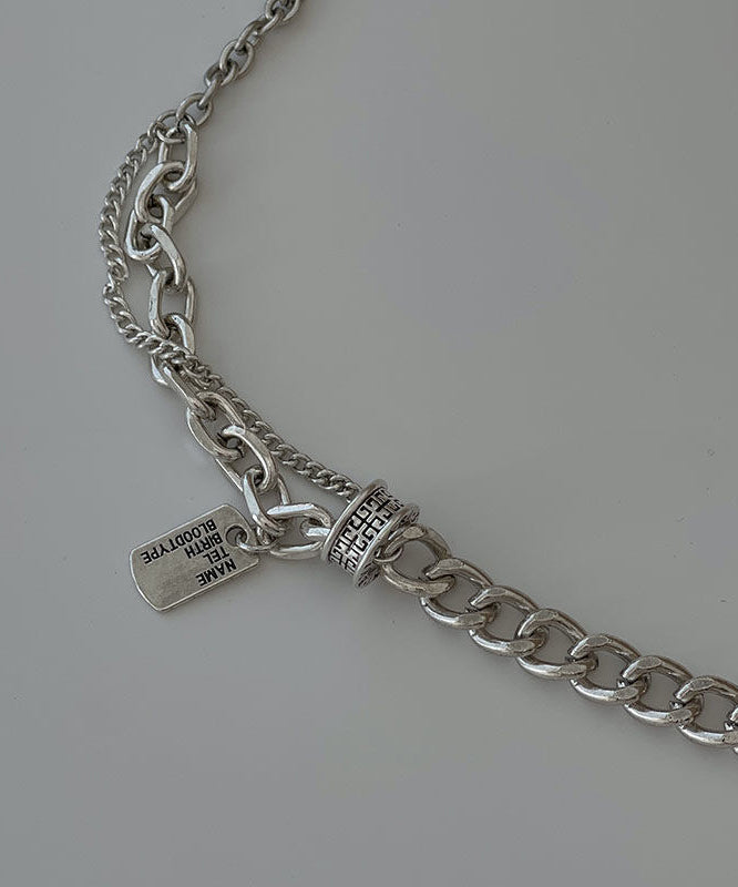 Brief Silk Stainless Steel Chain Graphic Charm Bracelet