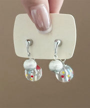Brief Silk Sterling Silver Dot Frosted Hoop Earrings