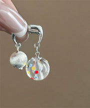 Brief Silk Sterling Silver Dot Frosted Hoop Earrings