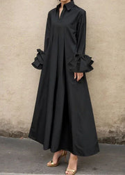 Brief White Color Flared Sleeves Pleated Shirts Dress