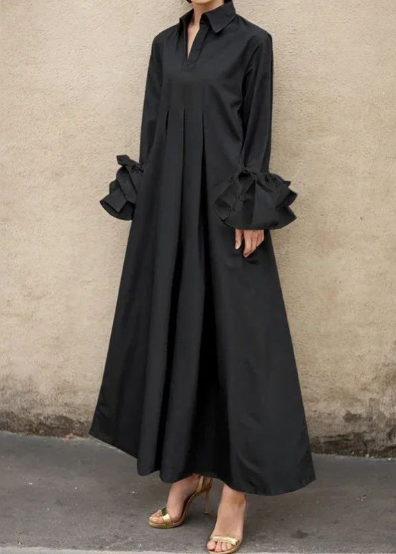 Brief White Color Flared Sleeves Pleated Shirts Dress