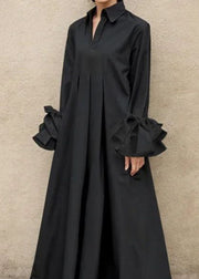 Brief White Color Flared Sleeves Pleated Shirts Dress