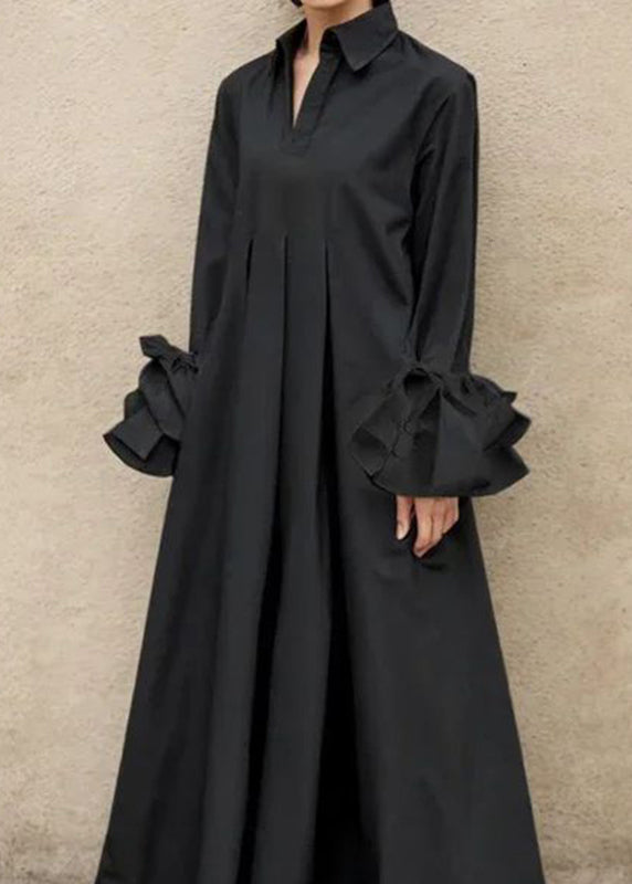 Brief White Color Flared Sleeves Pleated Shirts Dress