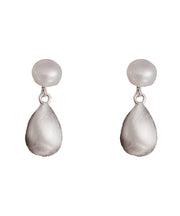 Brief White Copper Ovegild 14K Gold Pearl Drop Earrings