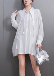 Brief White Peter Pan Collar Tassel Shirts Fall