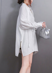 Brief White Peter Pan Collar Tassel Shirts Fall