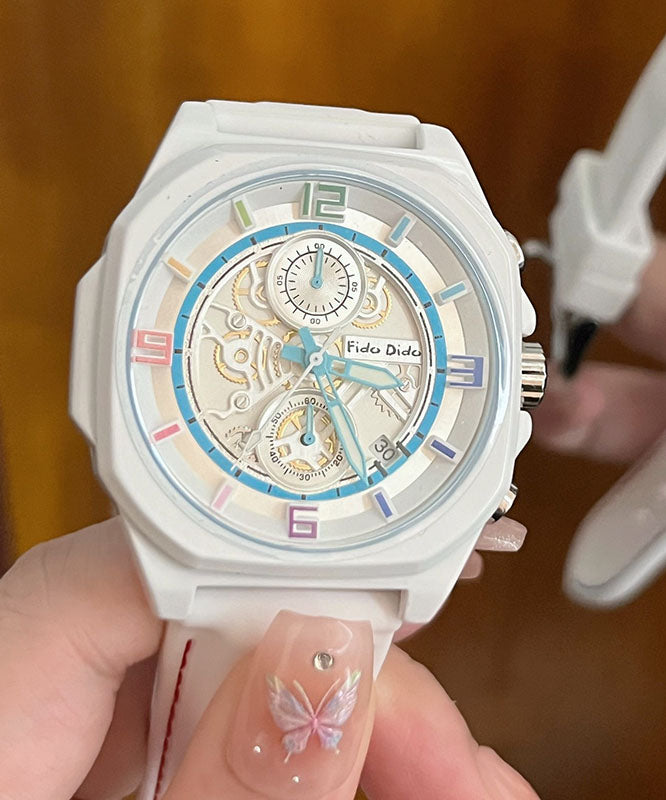 Brief White Silicone Rubber Movement Sapphire Crystal Watches