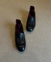 Brown Faux Leather Rivet Chic Splicing Loafers For Women
