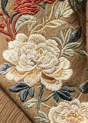 Brown Floral Cozy Knit Knit Sweaters O Neck Fall