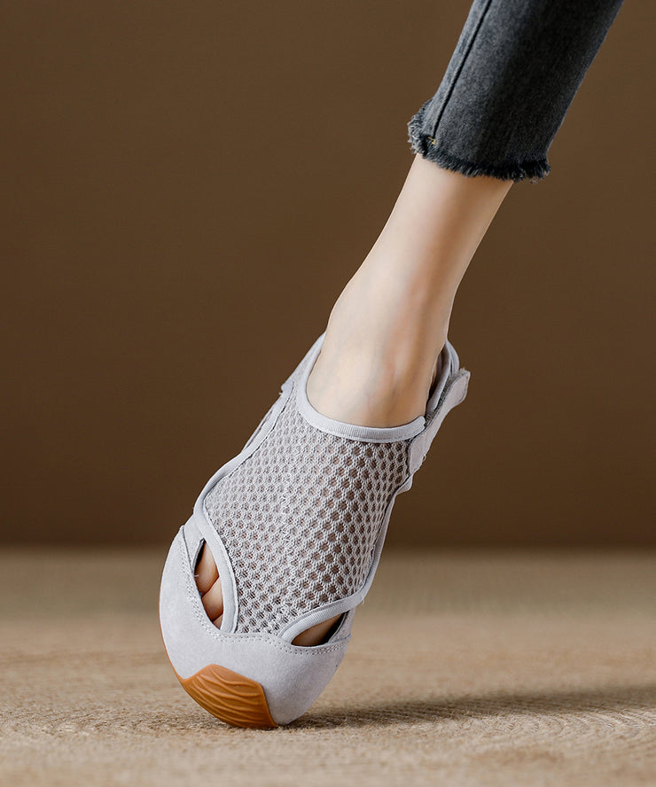 Brown Hollow Out Breathable Mesh Splicing Walking Sandals