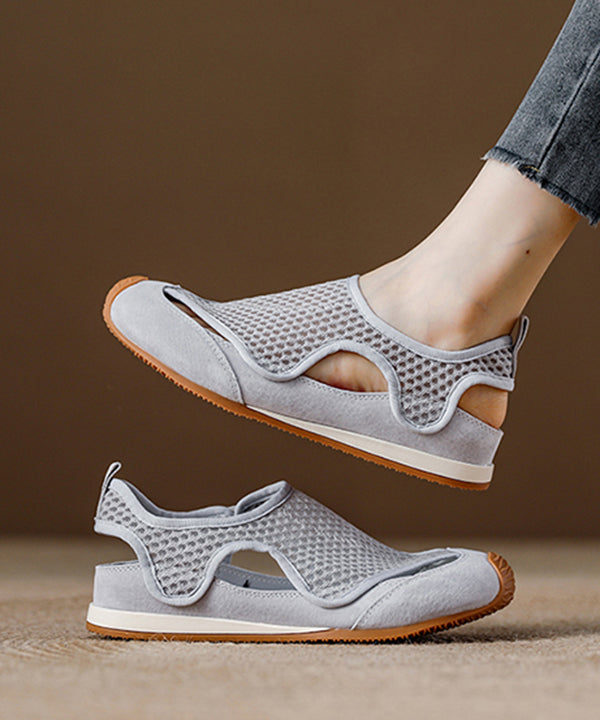 Brown Hollow Out Breathable Mesh Splicing Walking Sandals