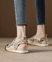 Brown Hollow Out Breathable Mesh Splicing Walking Sandals