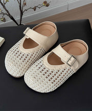 Brown Platform Faux Leather Fashion Splicing Slide Sandals