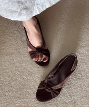Brown Suede Splicing Sandals Cross Strap Peep Toe