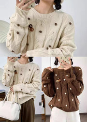 Brown Warm Knit Sweater Oversized Winter