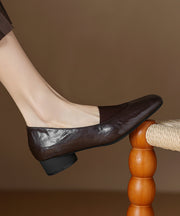 Brown Women Chunky Sheepskin Comfy Splicing Loafers