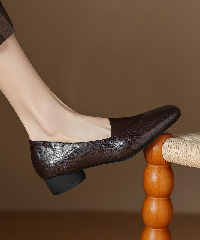 Brown Women Chunky Sheepskin Comfy Splicing Loafers