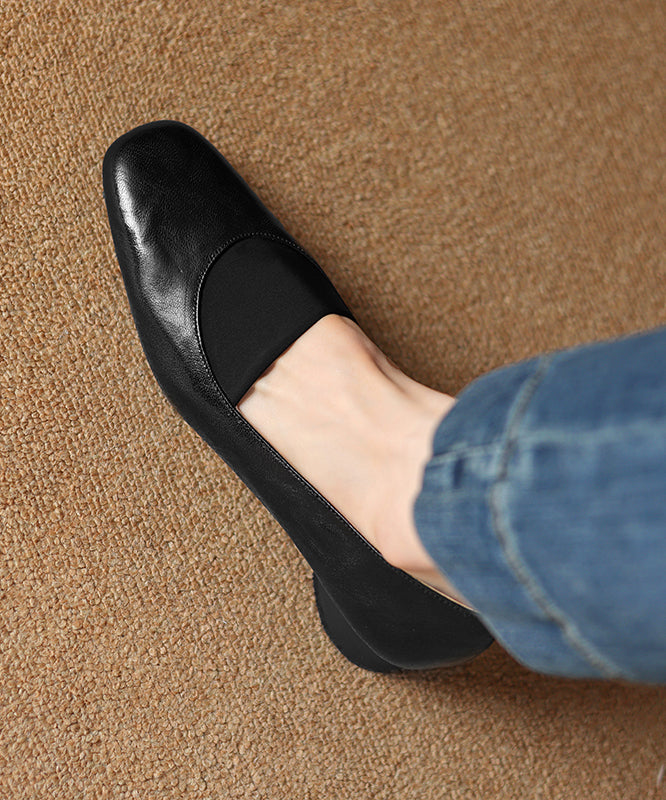 Brown Women Chunky Sheepskin Comfy Splicing Loafers
