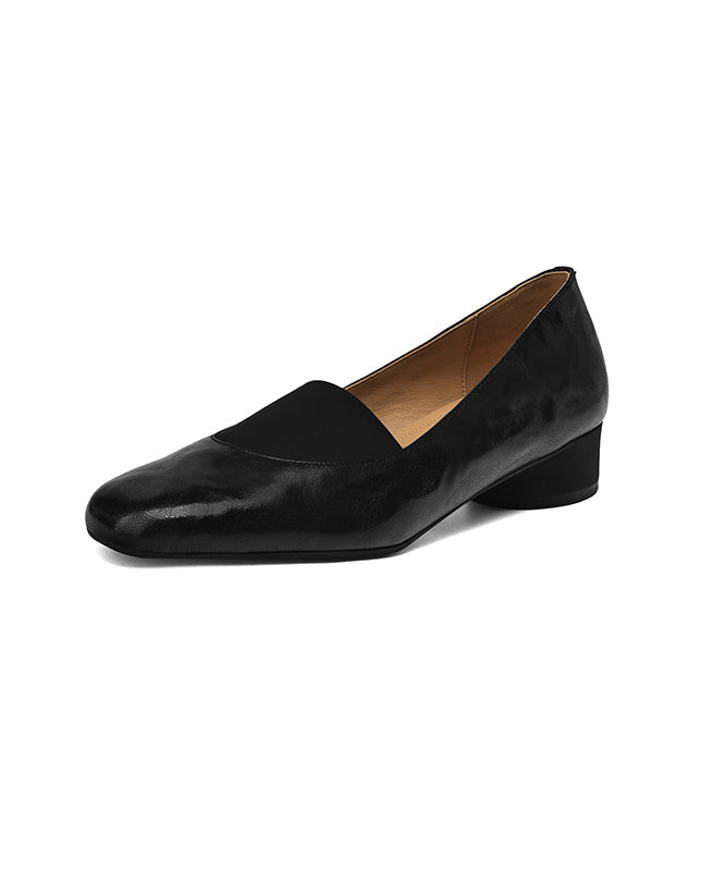 Brown Women Chunky Sheepskin Comfy Splicing Loafers