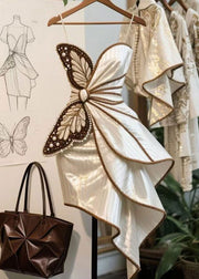 Butterfly Decoration Nail Bead Asymmetrical Dress Design 2025 New
