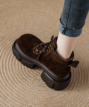 Camel Platform Suede Comfy Splicing Lace Up Boots