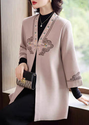 Camel Print Button Woolen Cardigans Fall