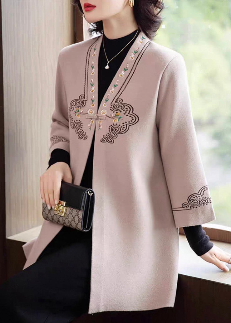 Camel Print Button Woolen Cardigans Fall