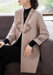 Camel Print Button Woolen Cardigans Fall