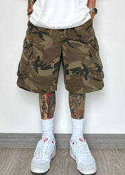Camouflage Pockets Cotton Summer Men Shorts Elastic Waist