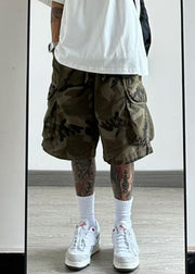 Camouflage Pockets Cotton Summer Men Shorts Elastic Waist