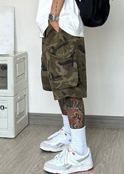 Camouflage Pockets Cotton Summer Men Shorts Elastic Waist