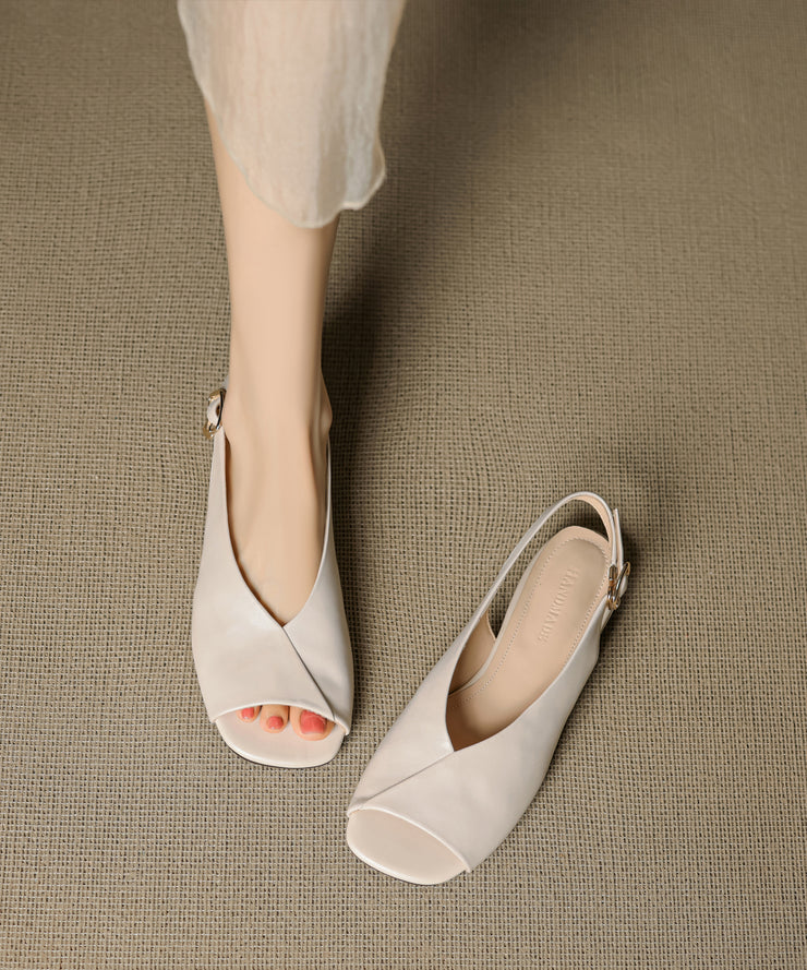 Caramel Cowhide Leather Boutique Splicing Sandals Peep Toe