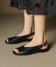 Caramel Cowhide Leather Boutique Splicing Sandals Peep Toe