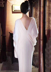 Casual Apricot Backless Ice Silk Wraped Dress Summer
