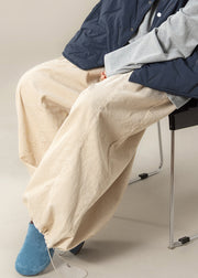 Casual Apricot Drawstring High Waist Cotton Beam Pants Fall