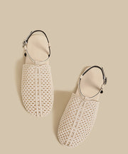 Casual Apricot Hollow Out Knit Fabric Splicing Sandals
