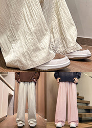 Casual Apricot Pockets Solid Ice Silk Mens Pants Summer