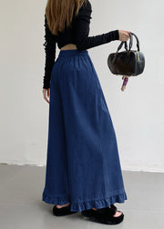 Casual Apricot Ruffled Patchwork Elastic Waist Corduroy Pants Fall