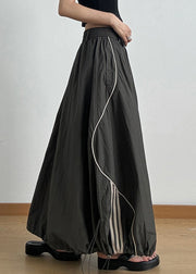 Casual Army Green Elastic Waist Drawstring A Line Skirts Summer